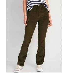 NWOT Old Navy Sz 18 Olive Green Corduroy‎ High Rise Kicker Boot Cut Womens Pants